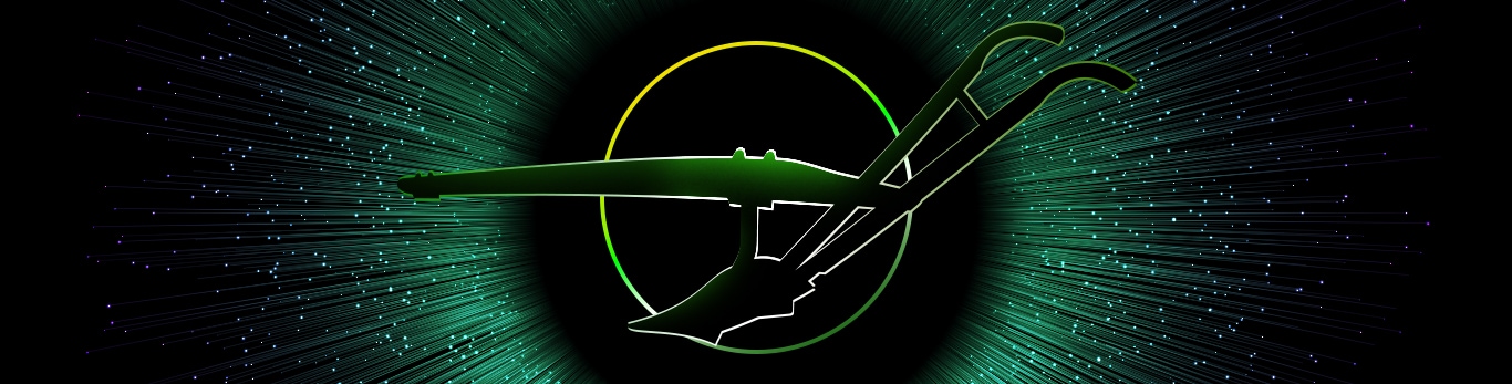 Silhouette eines originalen John-Deere-Pflugs, umgeben von einem grünen Sternenhimmel